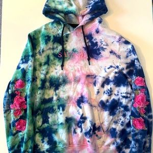 Royal Attitude Savage Multicolor tie-dye Hoodie Womens Large